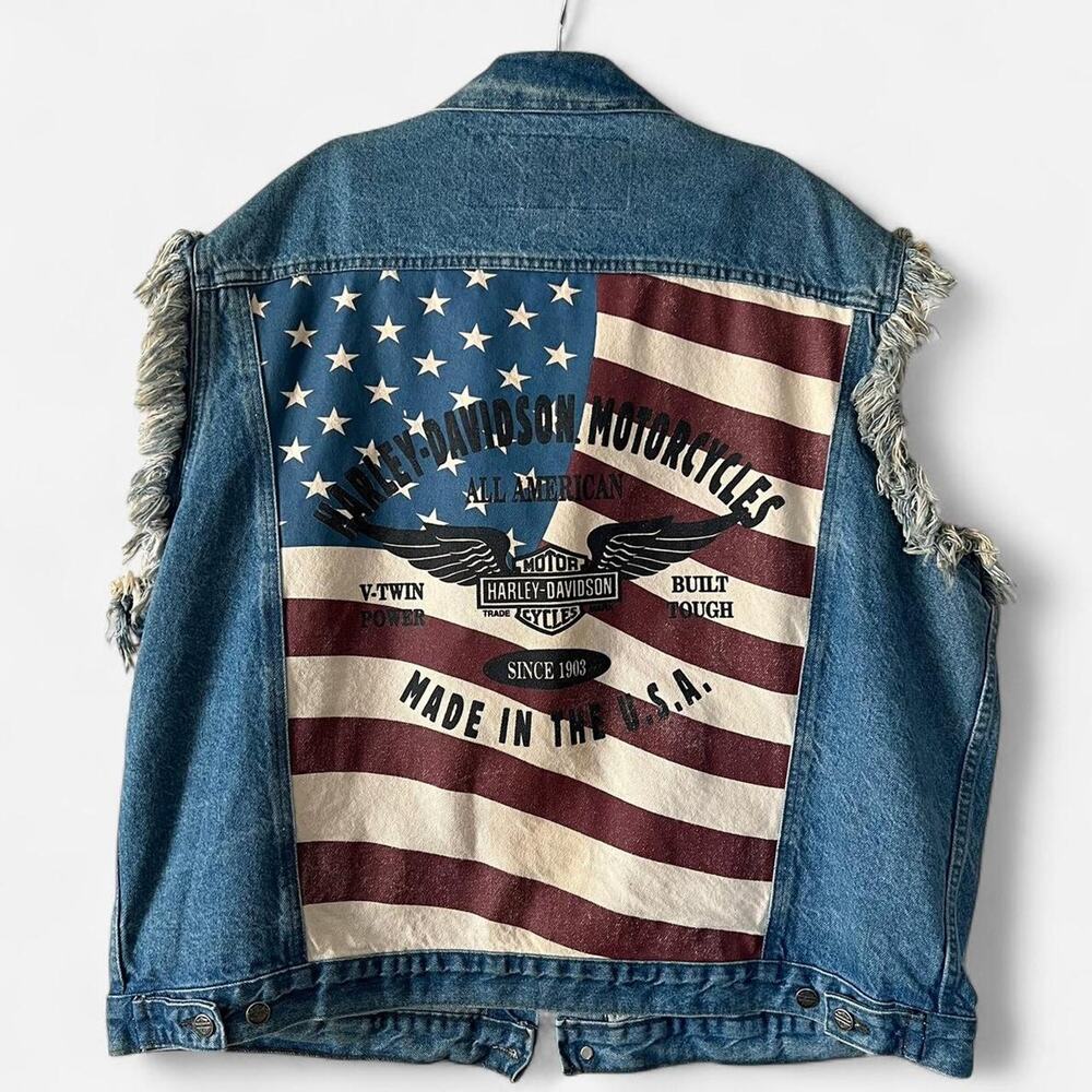 Harley davidson jean vest vintage